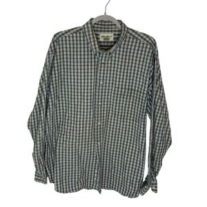 Eddie Bauer Mens XL Green Plaid Long Sleeve Button Down Cotton Shirt Regular Fit